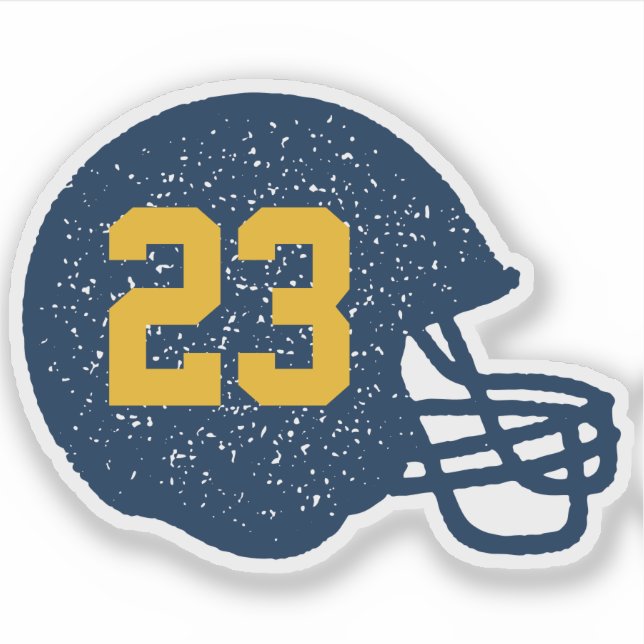 Football helmet personalised navy yellow gold (Front)