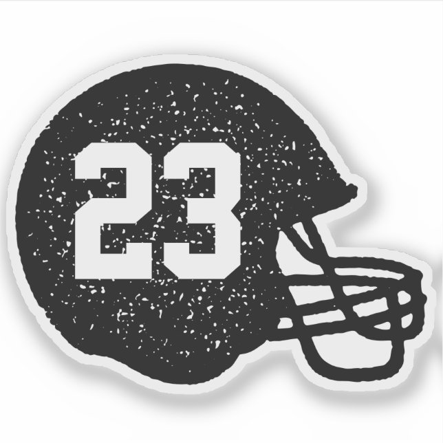 Football helmet personalised number black white (Front)