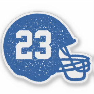Football helmet personalised number blue white