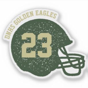 Football helmet personalised number green gold