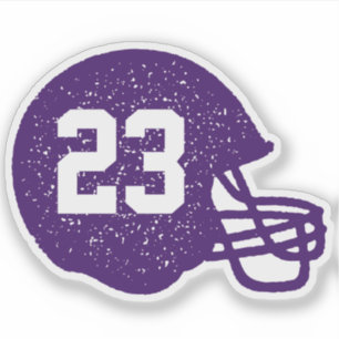Football helmet personalised number purple white
