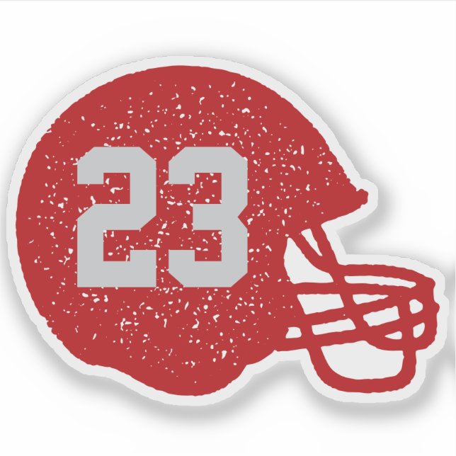 Football helmet personalised number red grey (Front)