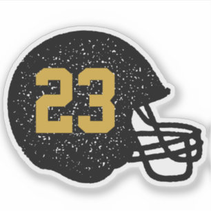 Football helmet personalized number black and gold