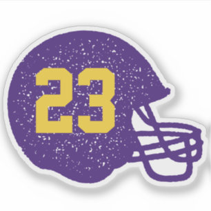 Football helmet personalized number purple yellow