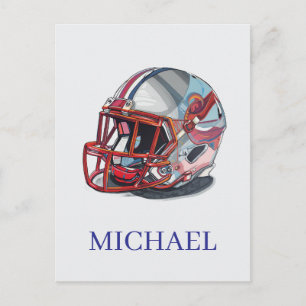 Football Helmet Pop Art Motivational Name Postcard