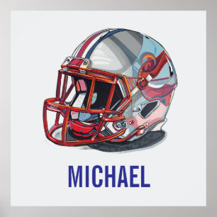 Football Helmet Pop Art Motivational Name Poster