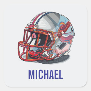 Football Helmet Pop Art Motivational Name Square Sticker
