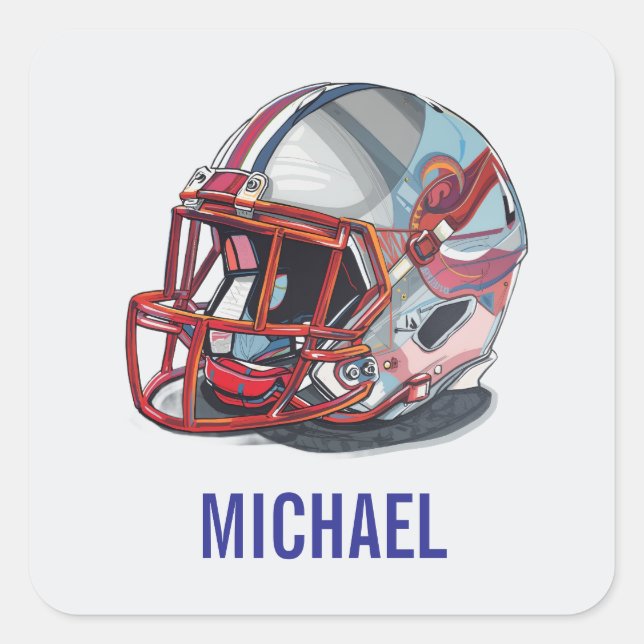 Football Helmet Pop Art Motivational Name Square Sticker (Front)