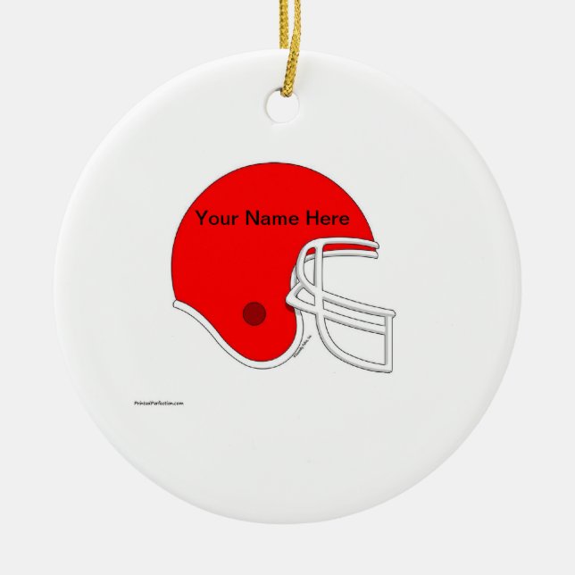 Football Helmet - Red Ceramic Tree Decoration (Front)