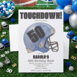Football Helmet with Age Birthday Party Invitation