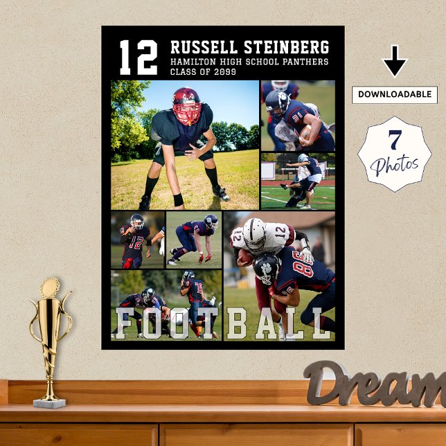 Football High School Senior Night 7 Photo Collage Poster (Creator Uploaded)