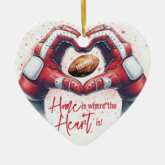 Football - Home is where the Heart is Hands Ceramic Ornament