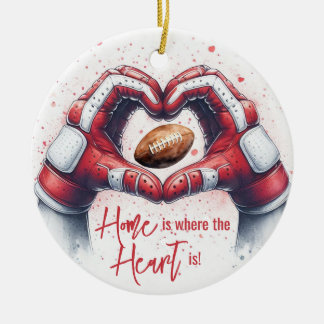 Football - Home is where the Heart is Hands Ceramic Ornament