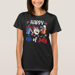Football Hotdog Fireworks Usa Flag Happy 4th Of Ju T-Shirt