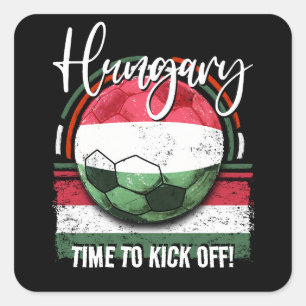 Football Hungary Flag, European Retro Soccer Square Sticker