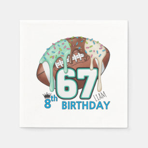 Football Ice Cream Drip Six Seven boy 8th Birthday Napkin