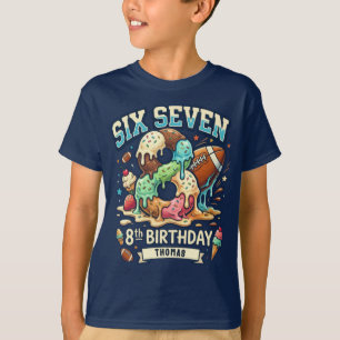 Football Ice Cream Drip Six Seven boy 8th Birthday T-Shirt