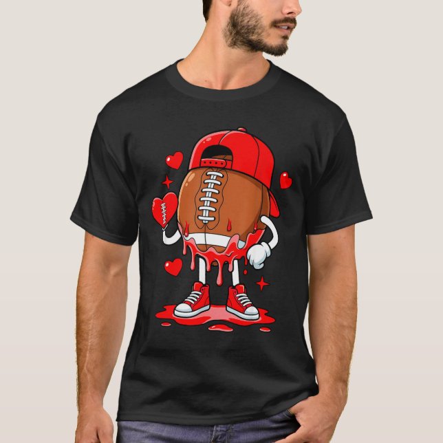 Football Ice Cream Valentine Dripng Game Day Men B T-Shirt (Front)