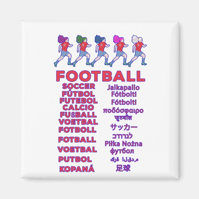 Football in Multiple Languages -Fußball Calcio Soc Magnet (Front)