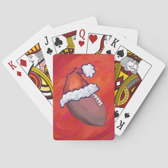 Football in Santa Hat on Red Playing Cards (Back)