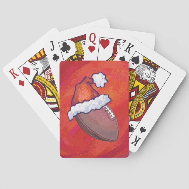 Football in Santa Hat on Red Playing Cards (Back)