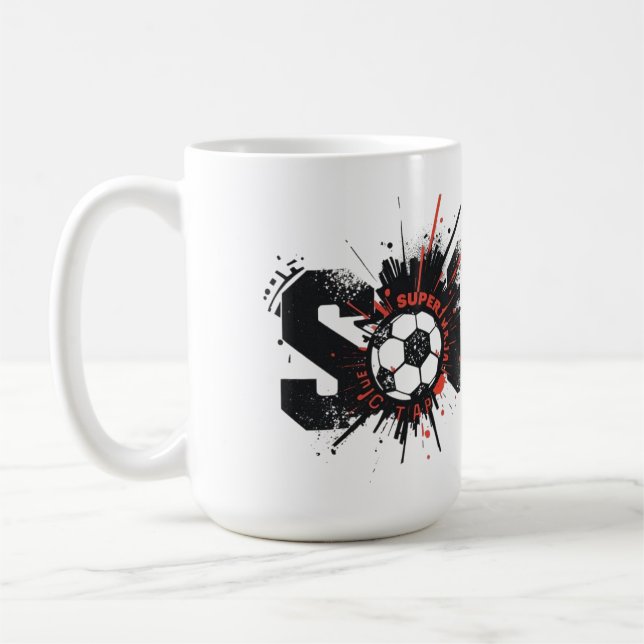 Football Is Life – Modern Soccer Typography Design Coffee Mug (Left)