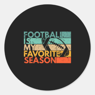 Football Is My Favorite Season Vintage Retro Footb Classic Round Sticker