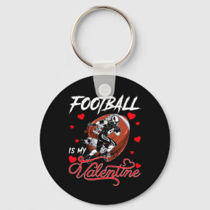 Football Is My Valentine Football Ball Heart Valen Key Ring