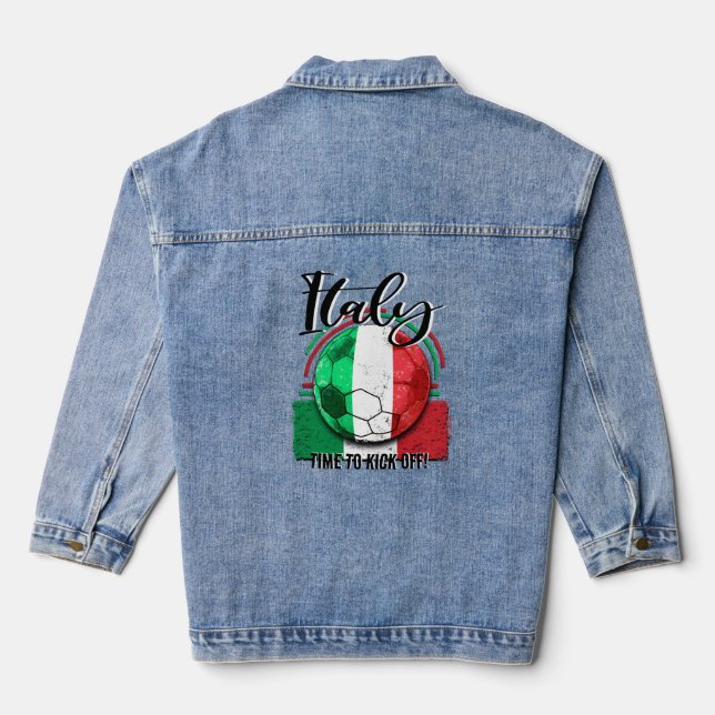 Football Italy Flag, Italian Championship Denim Jacket (Back)
