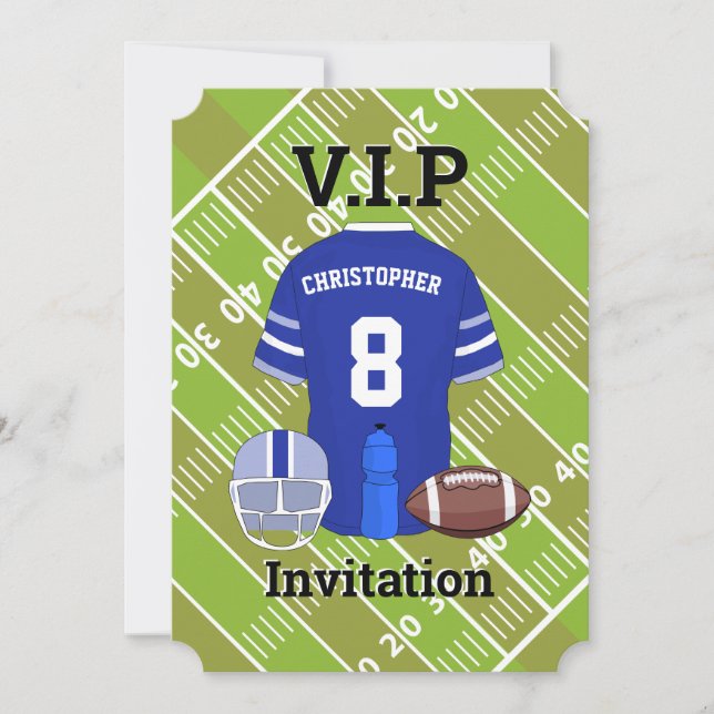 Football Jersey and pitch Birthday party RB Invitation (Front)