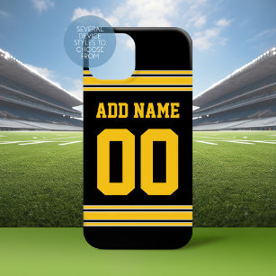 Football Jersey - Black Gold Name and Team Number iPhone 13 Mini Case