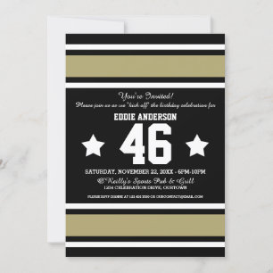 Football Jersey Black Gold Party Invitations