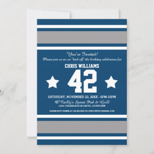 Football Jersey Blue Silver Party Invitations