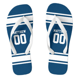 Football Jersey Blue White Personalised Thongs