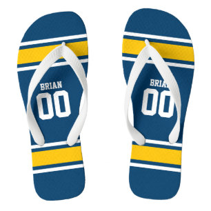 Football Jersey Blue Yellow Personalised Thongs