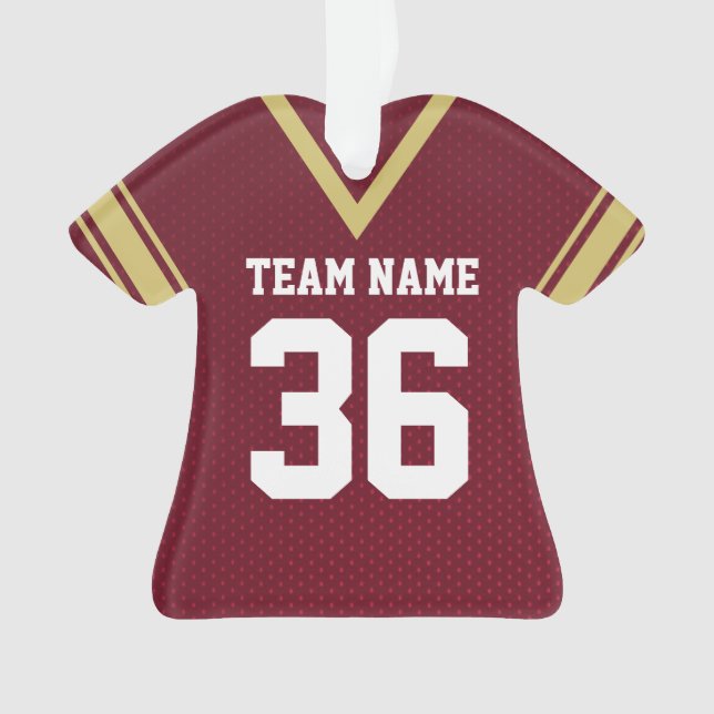 Football Jersey Maroon Uniform with Number Ornament (Front)