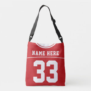 Football Jersey, Red, Custom Name & Number Crossbody Bag