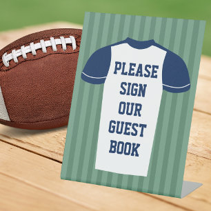 Football Jersey Sports Game Day Wedding Guestbook Pedestal Sign