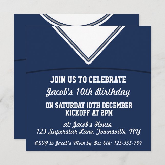 Football Jersey Themed Party Invite Template, LAX (Front/Back)