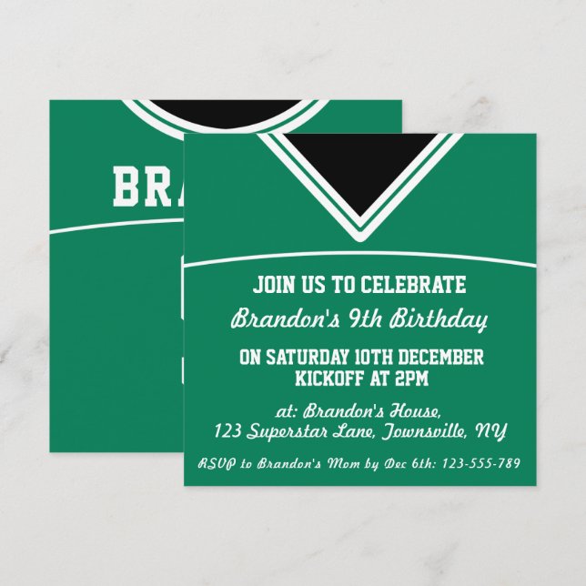 Football Jersey Themed Party Invite Template, LAX (Front/Back)