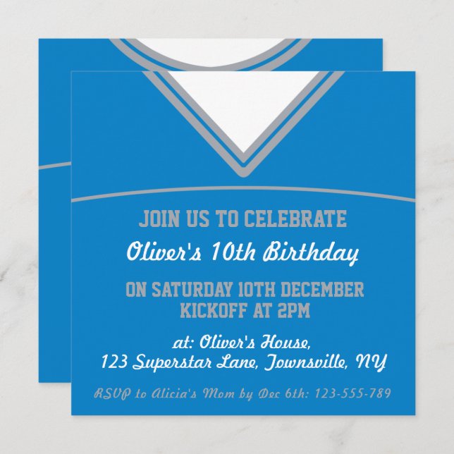 Football Jersey Themed Party Invite Template, LAX (Front/Back)