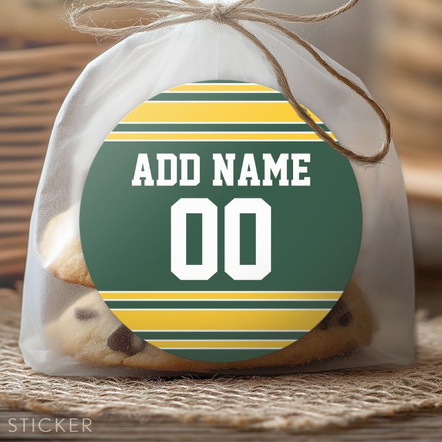 Football Jersey with Custom Name Number Classic Round Sticker (Custom Sticker)