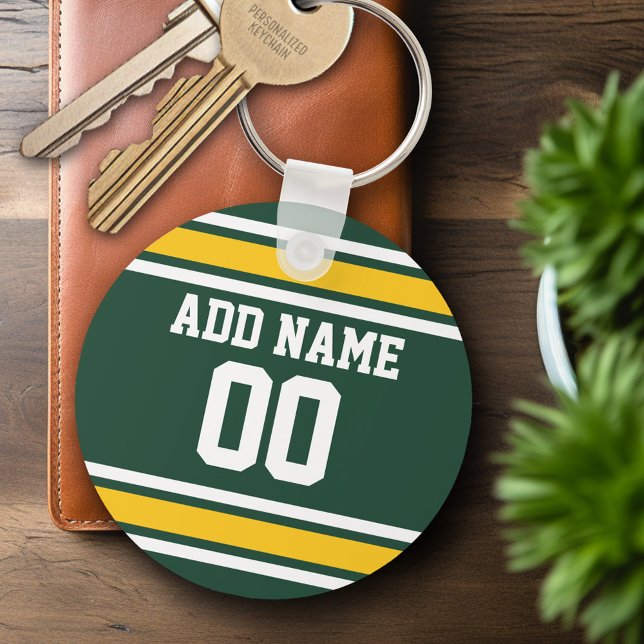 Football Jersey with Custom Name Number Key Ring (Personalized Keychain - Sports Jersey Football Theme)