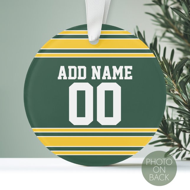 Football Jersey with Custom Name Number Ornament (Personalized Photo Ornament with a Sports Jersey Design)