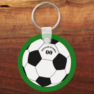 Football Keychain, Soccer Ball with Name & Number Key Ring