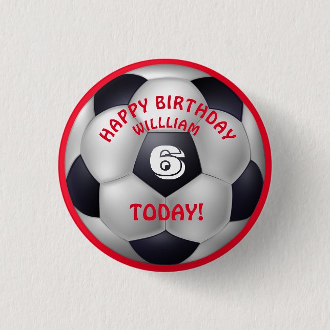 Football Kids' Name Birthday 3 Cm Round Badge (Front)