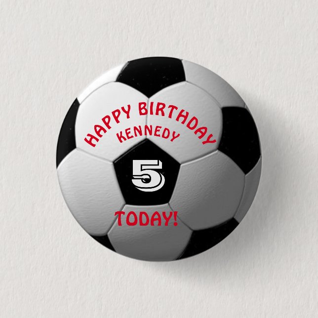 Football Kids' Name Birthday Button (Front)