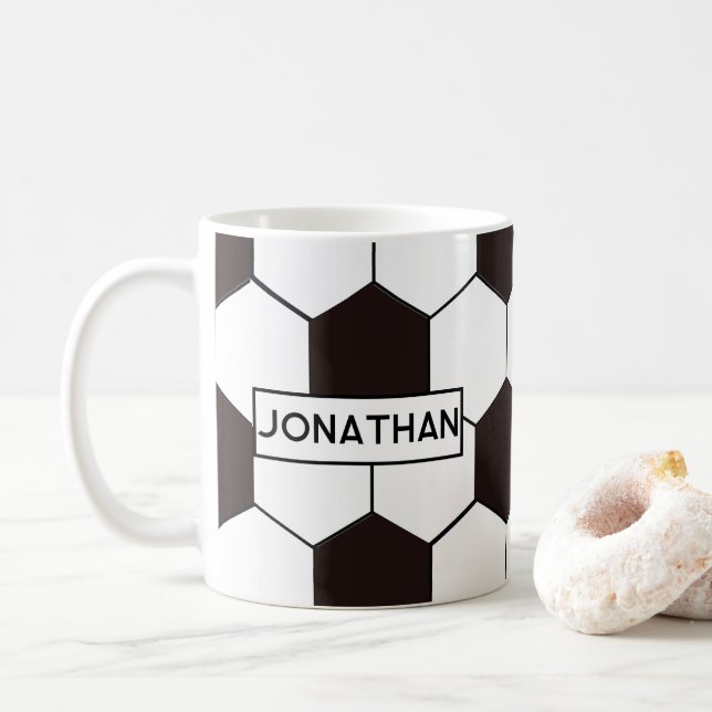 Football Kids Soccer pattern Footballer birthday Coffee Mug (With Donut)