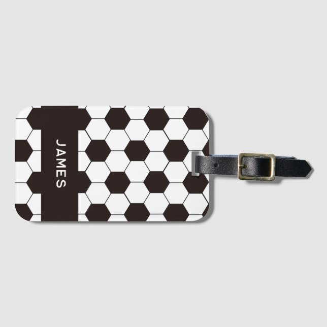 Football Kids Soccer pattern Footballer birthday Luggage Tag (Front Horizontal)