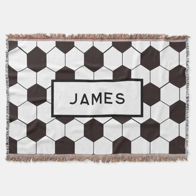 Football Kids Soccer pattern Footballer birthday Throw Blanket (Front)